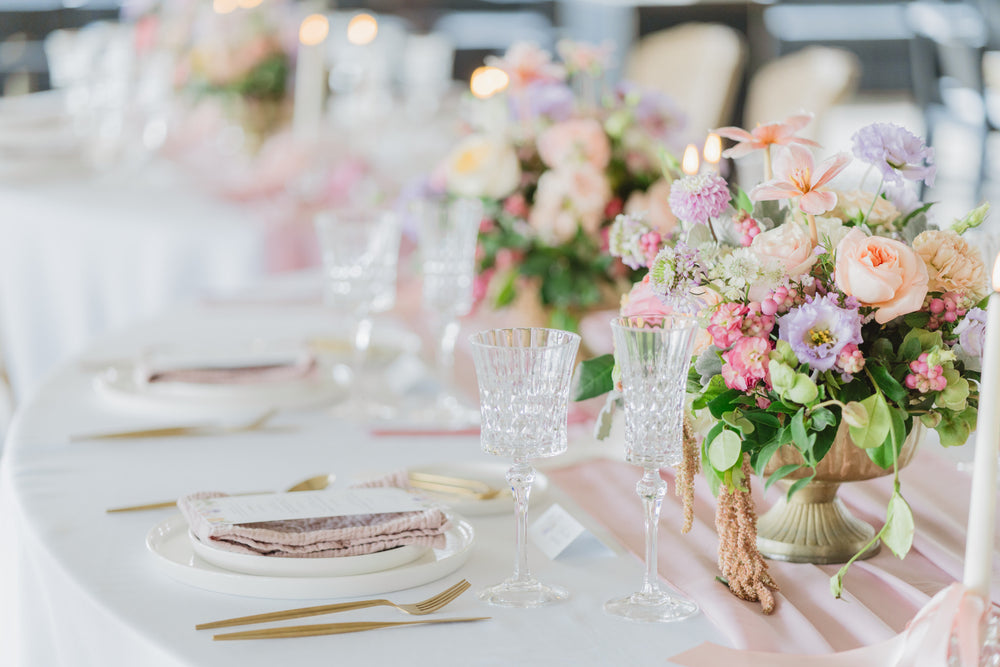 Blush reception tablescape